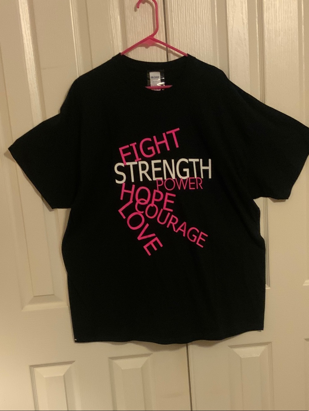 Black Graphic Tee with Pink & White Empowerment Text - 2XL - New